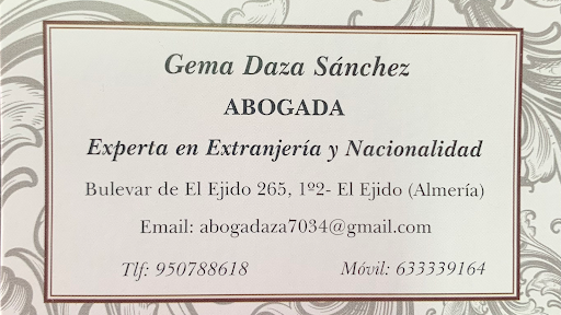 ABOGADA EXTRANJERIA Y NACIONALIDAD Gema Daza Sánchez